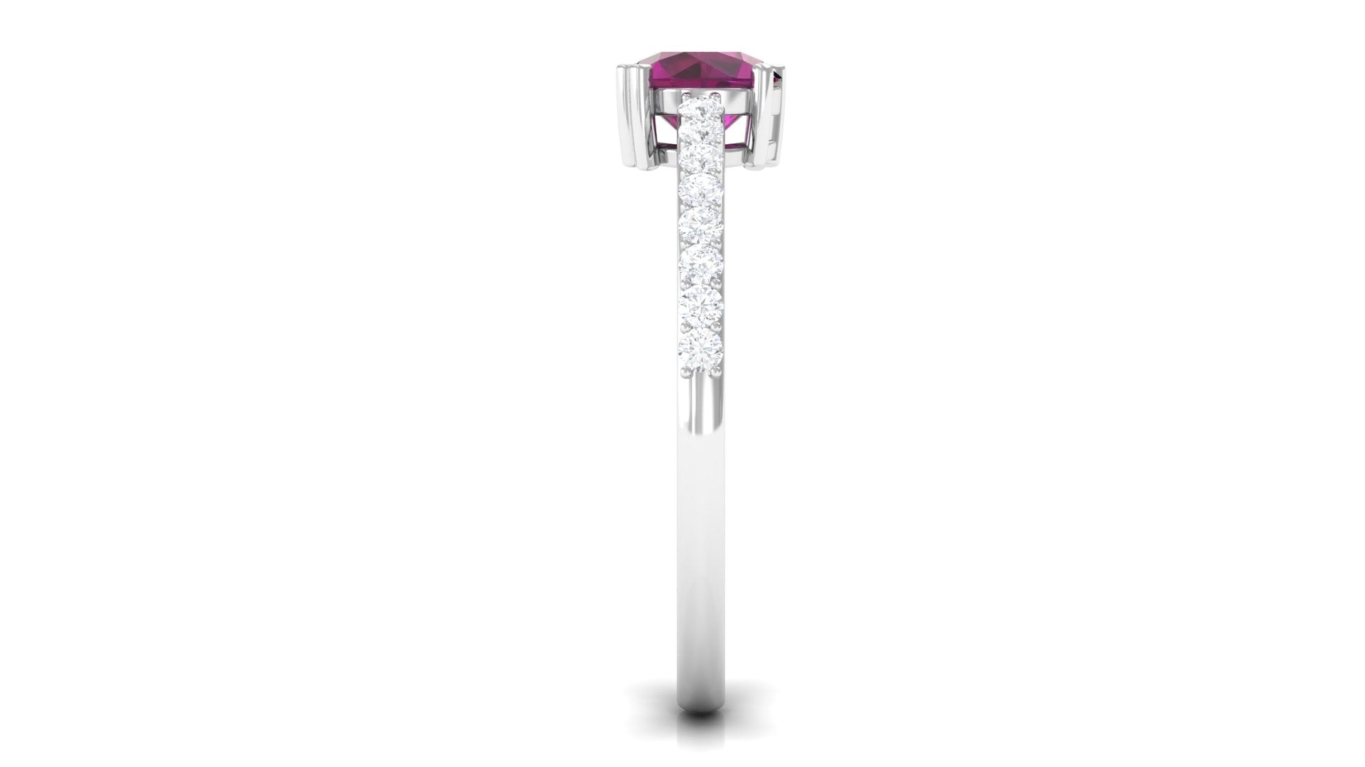 1.25 CT Rhodolite Solitaire Promise Ring with Moissanite Accent Rhodolite - ( AAA ) - Quality - Rosec Jewels