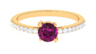 1.25 CT Rhodolite Solitaire Promise Ring with Moissanite Accent Rhodolite - ( AAA ) - Quality - Rosec Jewels