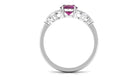 1.75 CT Oval Cut Rhodolite Solitaire Floral Ring with Diamond Rhodolite - ( AAA ) - Quality - Rosec Jewels