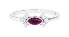 0.75 CT Rhodolite East West Promise Ring with Diamond Stones Rhodolite - ( AAA ) - Quality - Rosec Jewels