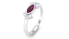 0.75 CT Rhodolite East West Promise Ring with Diamond Stones Rhodolite - ( AAA ) - Quality - Rosec Jewels