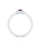 Rhodolite Minimal Promise Ring with Diamond Halo Rhodolite - ( AAA ) - Quality - Rosec Jewels