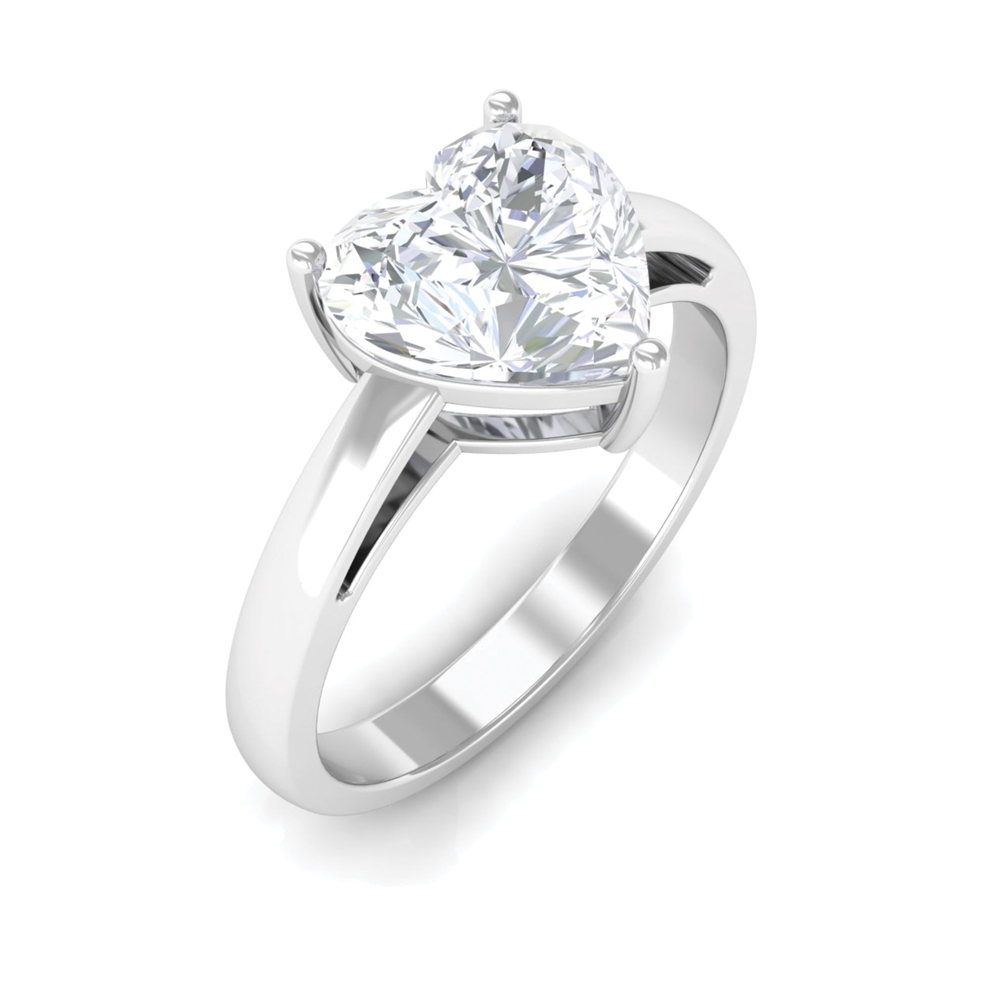 2 CT Heart Shape Moissanite Solitaire Engagement Ring Moissanite - ( D-VS1 ) - Color and Clarity - Rosec Jewels