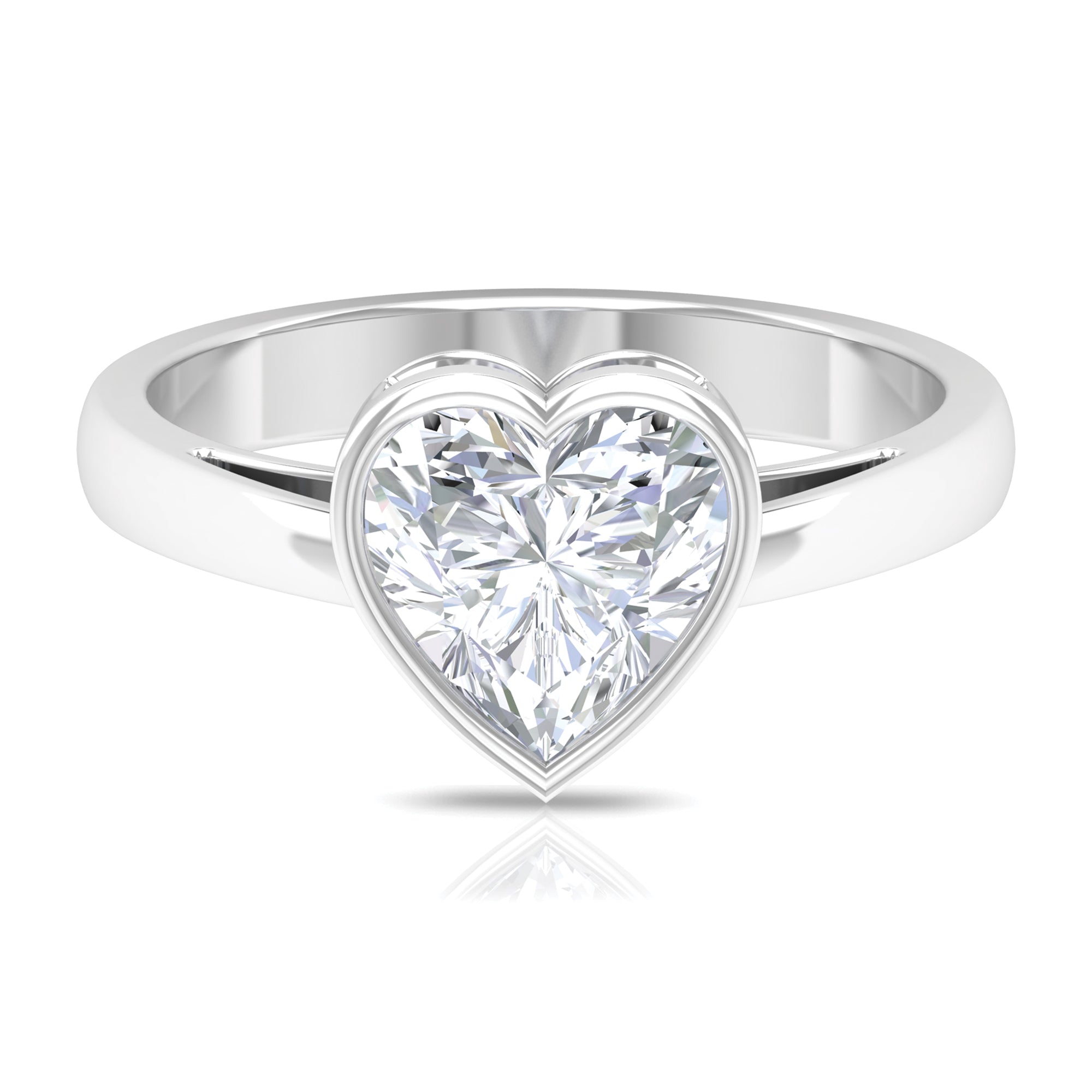 2 CT Bezel Set Moissanite Heart Solitaire Engagement Ring Moissanite - ( D-VS1 ) - Color and Clarity - Rosec Jewels