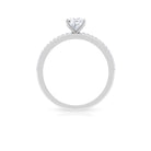 3/4 CT Princess Cut Cubic Zircon Solitaire Ring with Side Stones Zircon - ( AAAA ) - Quality - Rosec Jewels