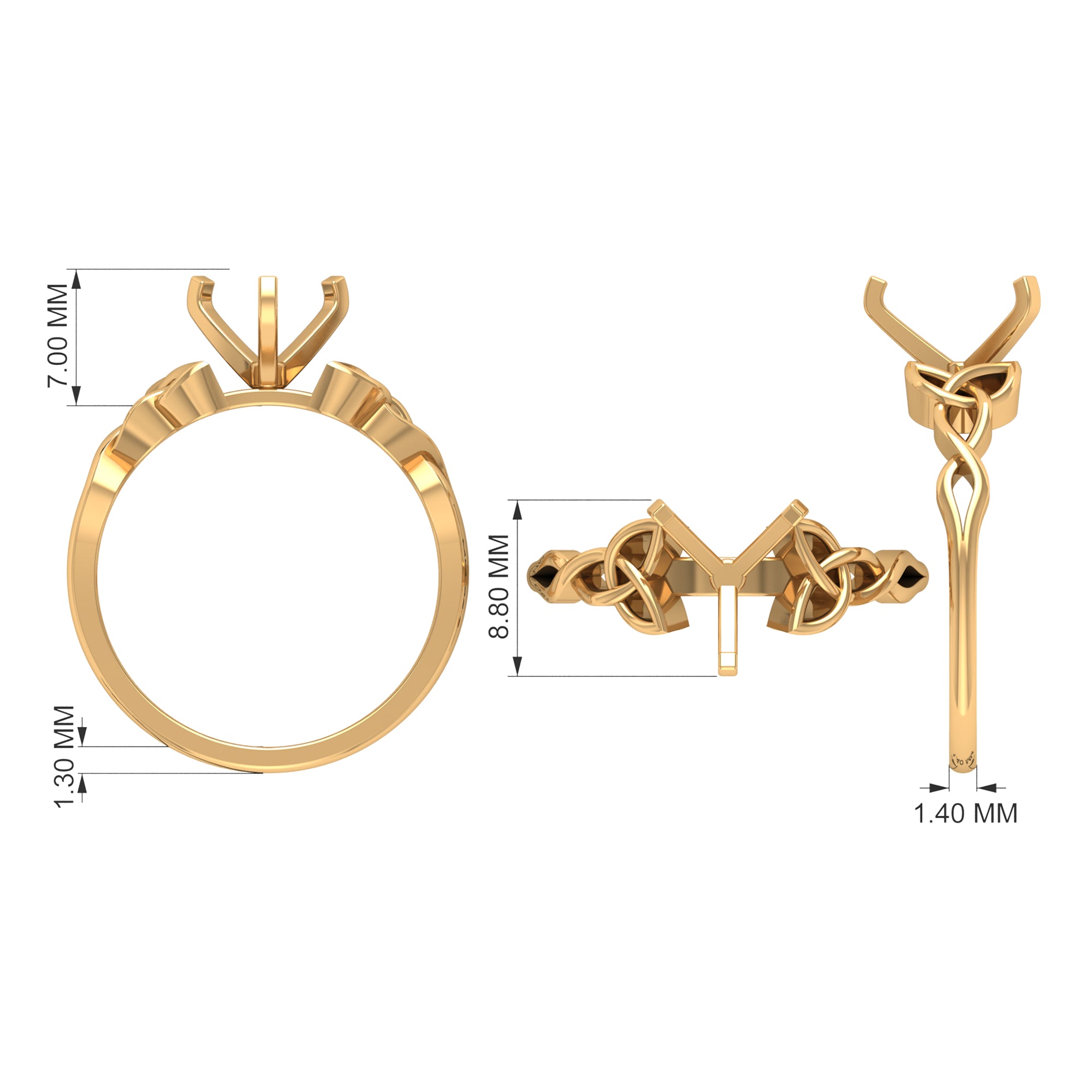 2 CT Celtic Detail Moissanite Heart Engagement Ring in Gold Moissanite - ( D-VS1 ) - Color and Clarity - Rosec Jewels