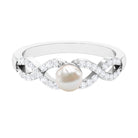 2.50 CT Freshwater Pearl Crossover Engagement Ring with Diamond Freshwater Pearl - ( AAA ) - Quality - Rosec Jewels