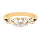 2.50 CT Freshwater Pearl Crossover Engagement Ring with Diamond Freshwater Pearl - ( AAA ) - Quality - Rosec Jewels