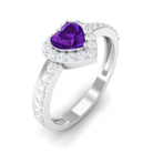 Heart Shape Amethyst and Diamond Halo Engagement Ring Amethyst - ( AAA ) - Quality - Rosec Jewels