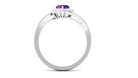 1.5 CT Heart Shape Amethyst Bypass Promise Ring with Diamond Halo Amethyst - ( AAA ) - Quality - Rosec Jewels