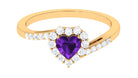 1.5 CT Heart Shape Amethyst Bypass Promise Ring with Diamond Halo Amethyst - ( AAA ) - Quality - Rosec Jewels