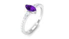 Minimal Marquise Amethyst Engagement Ring with Diamond Amethyst - ( AAA ) - Quality - Rosec Jewels