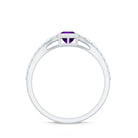 1 Carat Bezel Set Amethyst Solitaire Promise Ring with Diamond Amethyst - ( AAA ) - Quality - Rosec Jewels