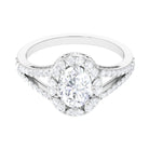 3 CT Split Shank Zircon Oval Engagement Ring in Gold Zircon - ( AAAA ) - Quality - Rosec Jewels