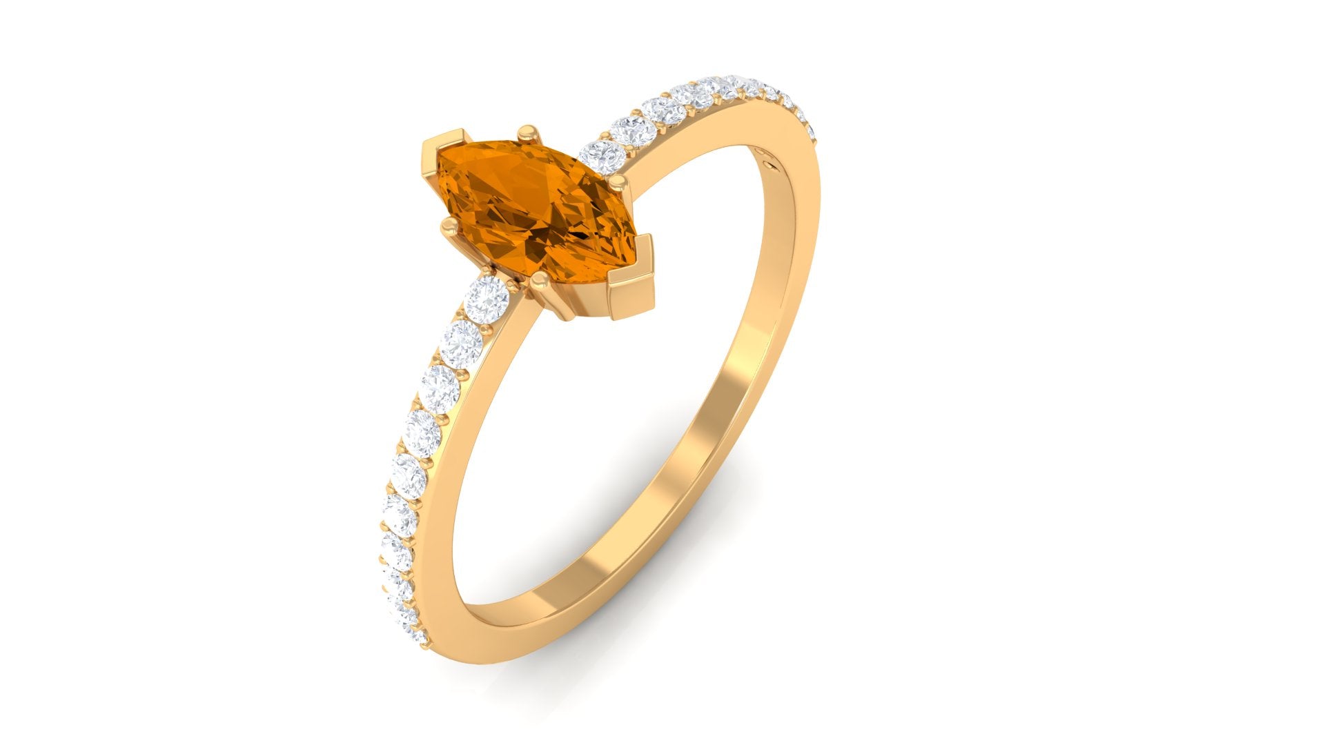 0.50 CT Elegant Citrine and Diamond Minimal Promise Ring Citrine - ( AAA ) - Quality - Rosec Jewels