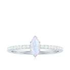 3/4 CT Minimal Marquise Cut Moonstone and Diamond Promise Ring Moonstone - ( AAA ) - Quality - Rosec Jewels