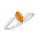 1/2 Ct Bypass Engagement Ring with Fire Opal and Diamond Fire Opal - ( AAA ) - Quality - Rosec Jewels