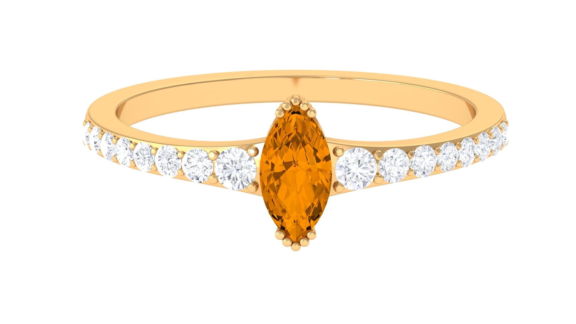 0.75 CT Marquise Cut Citrine Promise Ring with Diamond Stones Citrine - ( AAA ) - Quality - Rosec Jewels