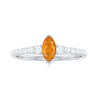 3/4 Carat Marquise Fire Opal Engagement Ring with Diamond Fire Opal - ( AAA ) - Quality - Rosec Jewels