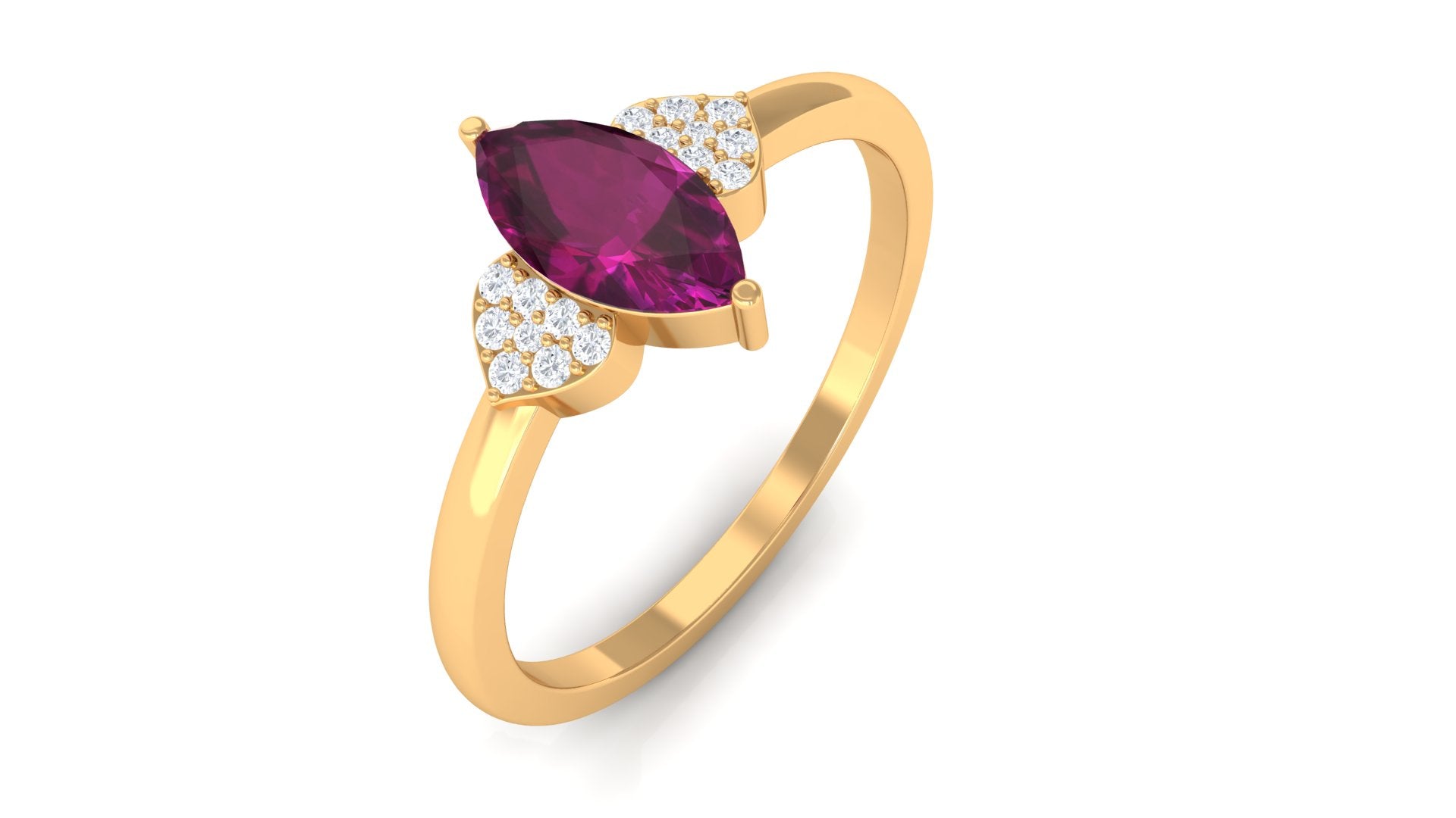 0.75 CT Marquise Cut Rhodolite Promise Ring with Diamond Rhodolite - ( AAA ) - Quality - Rosec Jewels