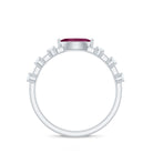 0.75 CT Rhodolite Minimal East West Ring with Diamond Stones Rhodolite - ( AAA ) - Quality - Rosec Jewels