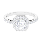 2.25 CT Asscher Cut Solitaire Zircon Halo Engagement Ring Zircon - ( AAAA ) - Quality - Rosec Jewels