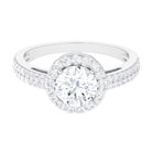 2.25 CT Round Cubic Zirconia Halo Engagement Ring Zircon - ( AAAA ) - Quality - Rosec Jewels