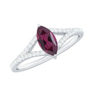 1 CT Split Shank Rhodolite Minimal Ring with Diamond Accent Rhodolite - ( AAA ) - Quality - Rosec Jewels