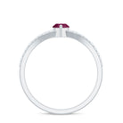 1 CT Split Shank Rhodolite Minimal Ring with Diamond Accent Rhodolite - ( AAA ) - Quality - Rosec Jewels