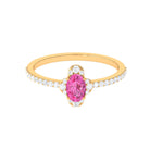 Classic Pink Sapphire Oval Engagement Ring with Diamond Pink Sapphire - ( AAA ) - Quality - Rosec Jewels