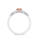 Lab Grown Orange Sapphire Heart Promise Ring with Diamond Lab Created Orange Sapphire - ( AAAA ) - Quality - Rosec Jewels