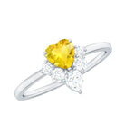 1 CT Yellow Sapphire Heart Engagement Ring with Moissanite Yellow Sapphire - ( AAA ) - Quality - Rosec Jewels