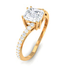 1.75 CT Asscher Cut Solitaire Zircon Bypass Engagement Ring Zircon - ( AAAA ) - Quality - Rosec Jewels