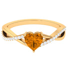 1.25 CT Real Citrine Solitaire Ring in Prong Setting with Diamond Citrine - ( AAA ) - Quality - Rosec Jewels