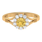 1 CT Split Shank Citrine Flower Engagement Ring with Diamond Citrine - ( AAA ) - Quality - Rosec Jewels