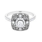 Moissanite Statement Ring with Milgrain Detailing Moissanite - ( D-VS1 ) - Color and Clarity - Rosec Jewels