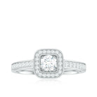 1 CT Certified Moissanite Halo Engagement Ring in Gold Moissanite - ( D-VS1 ) - Color and Clarity - Rosec Jewels