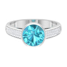 2.50 CT Bezel Set Swiss Blue Topaz Engagement Ring with Diamond Side Stones Swiss Blue Topaz - ( AAA ) - Quality - Rosec Jewels