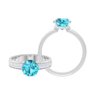 8 MM Round Shape Swiss Blue Topaz with Moissanite Swiss Blue Topaz - ( AAA ) - Quality - Rosec Jewels