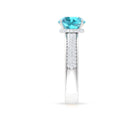 8 MM Round Shape Swiss Blue Topaz with Moissanite Swiss Blue Topaz - ( AAA ) - Quality - Rosec Jewels