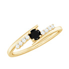 Minimal Lab Created Black Diamond and Diamond Bypass Promise Ring Lab Created Black Diamond - ( AAAA ) - Quality - Rosec Jewels