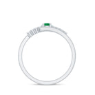 Minimal Round Emerald and Diamond Bypass Promise Ring Emerald - ( AAA ) - Quality - Rosec Jewels