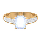 2.25 CT Peg Head Set Solitaire Moonstone and Diamond Ring Moonstone - ( AAA ) - Quality - Rosec Jewels