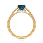 2 CT Solitaire London Blue Topaz and Diamond Ring with Hidden Halo London Blue Topaz - ( AAA ) - Quality - Rosec Jewels