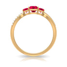 Princess Cut Three Stone Ruby Engagement Ring with Diamond Ruby - ( AAA ) - Quality - Rosec Jewels