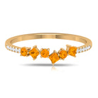 1/2 CT Orange Sapphire and Diamond Minimal Stackable Ring in Prong Setting Orange Sapphire - ( AAA ) - Quality - Rosec Jewels