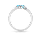 1 CT Aquamarine and Diamond Anniversary Double Band Ring Aquamarine - ( AAA ) - Quality - Rosec Jewels