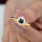 Vintage Inspired Black and White Diamond Engagement Ring Black Diamond - ( AAA ) - Quality - Rosec Jewels