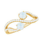 1 CT Minimal Moonstone and Diamond Engagement Ring Moonstone - ( AAA ) - Quality - Rosec Jewels