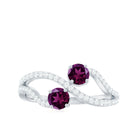 1 CT Minimal Real Rhodolite and Diamond Engagement Ring Rhodolite - ( AAA ) - Quality - Rosec Jewels